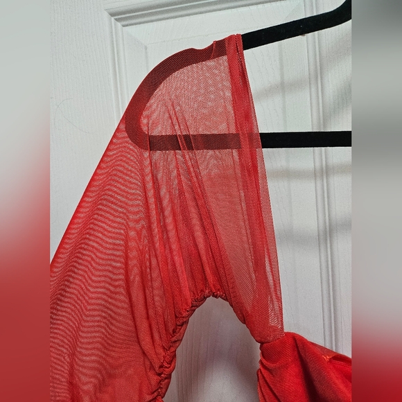 Zara Red Ruched Tulle Corset Style Mini Dress - Picture 6 of 14